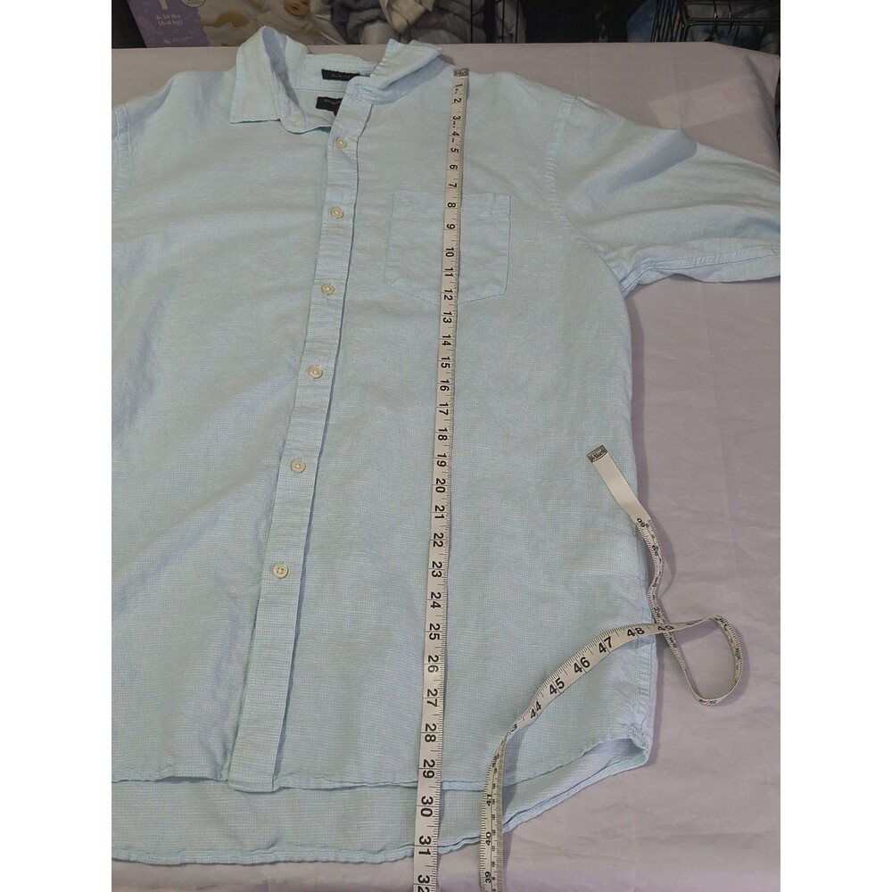 Banana Republic Men's Size XL Blue Linen Long Sleeve Button Up Slim Fit Collared - Picture 11 of 13